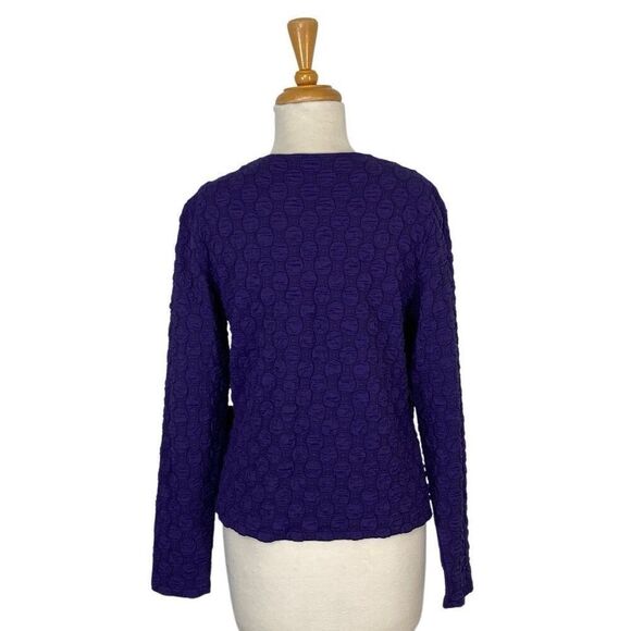 Andria Lieu M L XL Faux Purple Wrap Top Dots Art To Wear Career Office - Picture 5 of 9